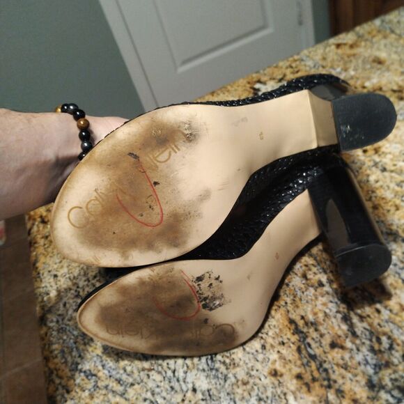 Calvin Klein Weave Peep Toe Ankle Heeled Boot Black Zip Up Women's 8.5 - Picture 6 of 11